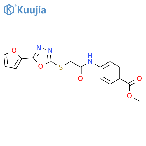 methyl 4-({[(5-furan-2-yl-1,3,4-oxadiazol-2-yl)sulfanyl]acetyl}amino)benzoate structure