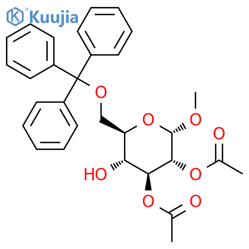(2S,3R,4S,5R,6R)-5-Hydroxy-2-methoxy-6-((trityloxy)methyl)tetrahydro-2H-pyran-3,4-diyl diacetate structure