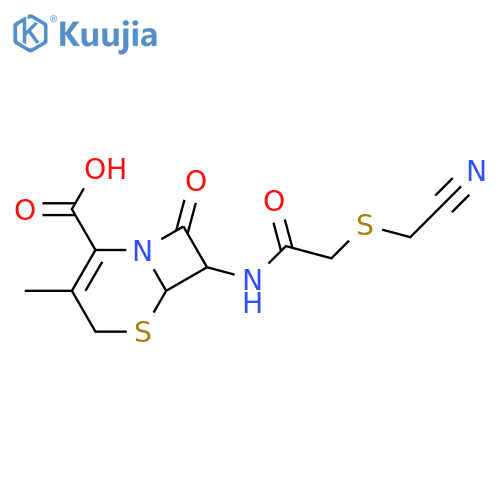 (6R,7R)-7-({[(cyanomethyl)sulfanyl]acetyl}amino)-3-methyl-8-oxo-5-thia-1-azabicyclo[4.2.0]oct-2-ene-2-carboxylic acid structure