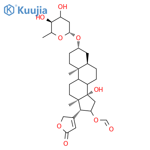 (3&#x3B2;,5&#x3B2;,16&#x3B2;)-3-[(2,6-dideoxy-&#x3B2;-D-ribo-hexopyranosyl)oxy]-14,16-dihydroxycard-20(22)-enolide 16-formate structure