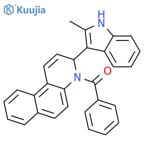 Benzo[f]quinoline, 4-benzoyl-3,4-dihydro-3-(2-methyl-1H-indol-3-yl)- structure