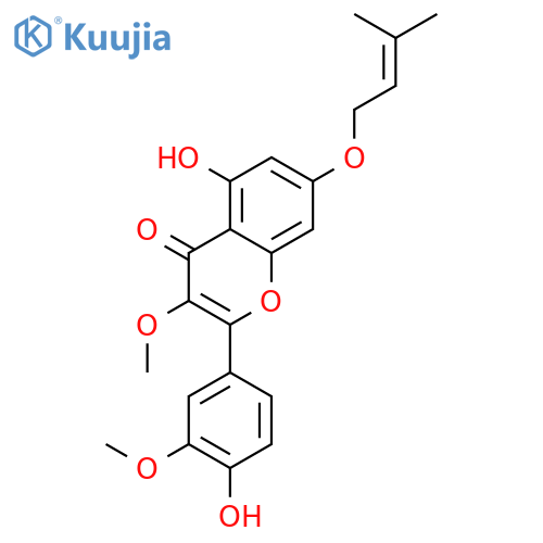 4',5-dihydroxy-3,3'-dimethoxy-7-(3-methylbut-2-enyloxy)flavone structure