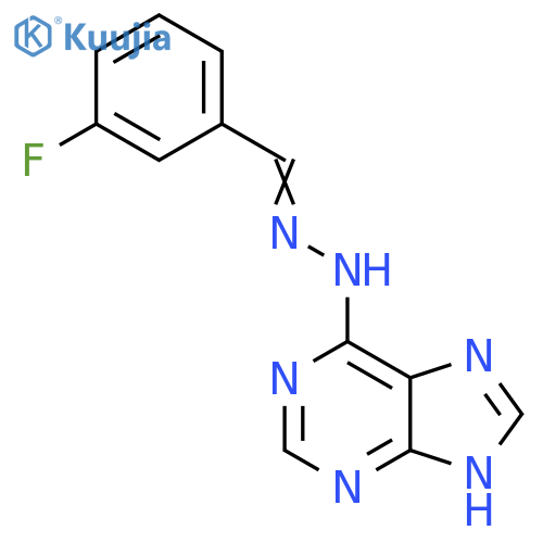 6-(E)-2-(3-fluorophenyl)methylidenehydrazin-1-yl-9H-purine structure