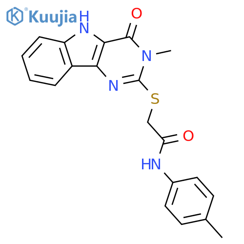 2-({3-methyl-4-oxo-3H,4H,5H-pyrimido5,4-bindol-2-yl}sulfanyl)-N-(4-methylphenyl)acetamide structure