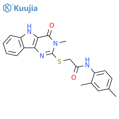 N-(2,4-dimethylphenyl)-2-({3-methyl-4-oxo-3H,4H,5H-pyrimido[5,4-b]indol-2-yl}sulfanyl)acetamide structure