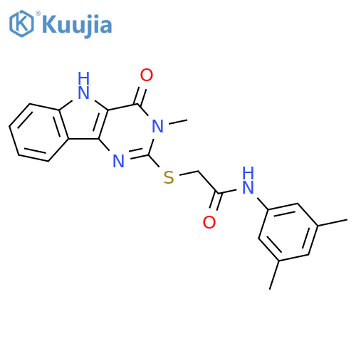 N-(3,5-dimethylphenyl)-2-({3-methyl-4-oxo-3H,4H,5H-pyrimido5,4-bindol-2-yl}sulfanyl)acetamide structure