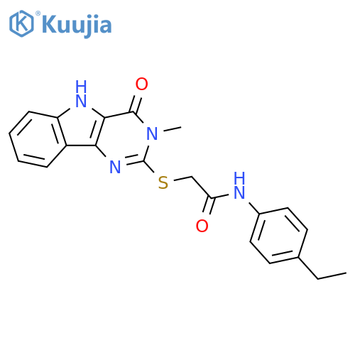 N-(4-ethylphenyl)-2-({3-methyl-4-oxo-3H,4H,5H-pyrimido5,4-bindol-2-yl}sulfanyl)acetamide structure