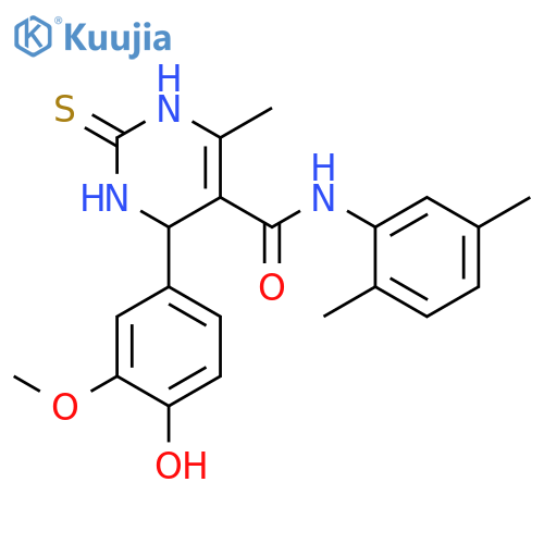 N-(2,5-dimethylphenyl)-4-(4-hydroxy-3-methoxyphenyl)-6-methyl-2-sulfanylidene-1,2,3,4-tetrahydropyrimidine-5-carboxamide structure