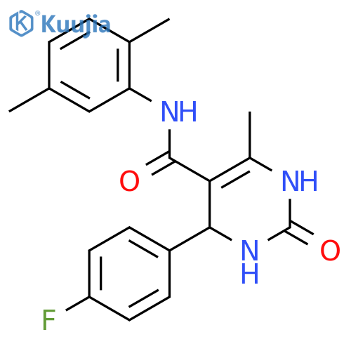 N-(2,5-dimethylphenyl)-4-(4-fluorophenyl)-6-methyl-2-oxo-1,2,3,4-tetrahydropyrimidine-5-carboxamide structure