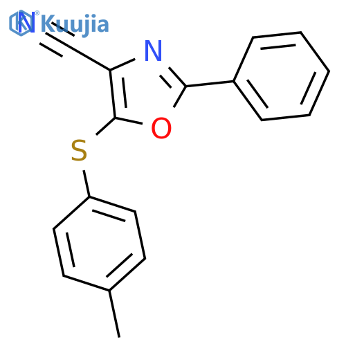 4-Oxazolecarbonitrile, 5-[(4-methylphenyl)thio]-2-phenyl- structure