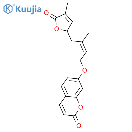 7-[3-methyl-4-(4-methyl-5-oxo-2,5-dihydro-furan-2-yl)-but-2-enyloxy]-chromen-2-one structure