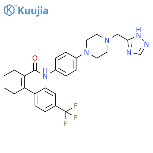1-Cyclohexene-1-carboxamide,N-[4-[4-(1H-1,2,4-triazol-3-ylmethyl)-1-piperazinyl]phenyl]-2-[4-(trifluoromethyl)phenyl]- structure