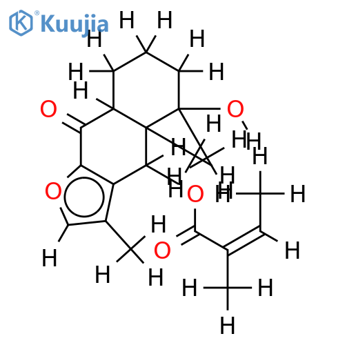 6-Angeloyl-(4alpha,6beta,10alphaH)-4,6-Dihydroxyfuranoeremophilan-9-one structure