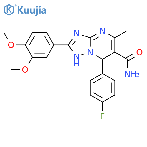 2-(3,4-dimethoxyphenyl)-7-(4-fluorophenyl)-5-methyl-4H,7H-1,2,4triazolo1,5-apyrimidine-6-carboxamide structure
