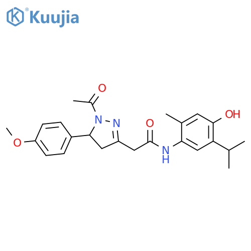1H-Pyrazole-3-acetamide,1-acetyl-4,5-dihydro-N-[4-hydroxy-2-methyl-5-(1-methylethyl)phenyl]-5-(4-methoxyphenyl)- structure