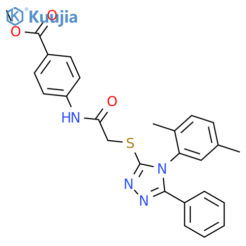 <br>Methyl 4-(2-((4-(2,5-dimethylphenyl)-5-phenyl-4H-1,2,4-triazol-3-yl)thio)ac etamido)benzoate structure
