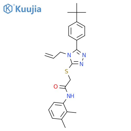 <br>2-((4-Allyl-5-(4-(tert-butyl)phenyl)-4H-1,2,4-triazol-3-yl)thio)-N-(2,3-dim ethylphenyl)acetamide structure