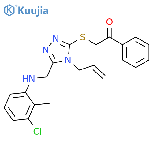 <br>2-((4-Allyl-5-(((3-chloro-2-methylphenyl)amino)methyl)-4H-1,2,4-triazol-3-y l)thio)-1-phenylethanone structure