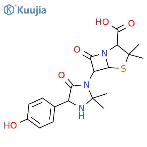 4-Thia-1-azabicyclo[3.2.0]heptane-2-carboxylicacid,6-[(4R)-4-(4-hydroxyphenyl)-2,2-dimethyl-5-oxo-1-imidazolidinyl]-3,3-dimethyl-7-oxo-,(2S,5R,6R)- structure