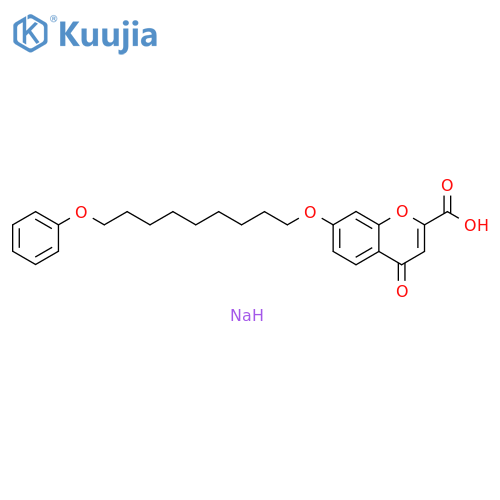 4H-1-Benzopyran-2-carboxylic acid, 4-oxo-7-[(9-phenoxynonyl)oxy]-, sodium salt (1:1) structure