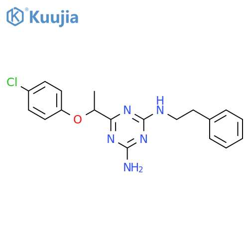 1,3,5-Triazine-2,4-diamine,6-[1-(4-chlorophenoxy)ethyl]-N2-(2-phenylethyl)- structure