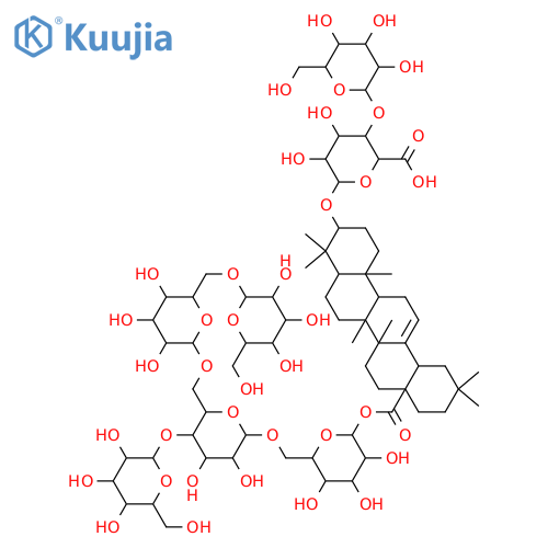 β-D-Glucopyranosiduronic acid, (3β)-28-[(O-β-D-galactopyranosyl-(1→4)-O-[O-β-D-glucopyranosyl-(1→6)-β-D-glucopyranosyl-(1→6)]-O-β-D-glucopyranosyl-(1→6)-β-D-glucopyranosyl)oxy]-28-oxoolean-12-en-3-yl 4-O-β-D-glucopyranosyl- (9CI) structure