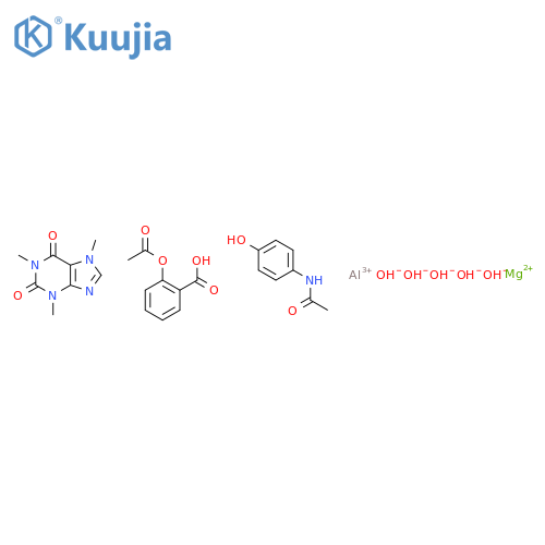 aluminum; magnesium; 2-acetoxybenzoic acid; N-(4-hydroxyphenyl)acetamide; 1,3,7-trimethylpurine-2,6-dione; pentahydroxide structure