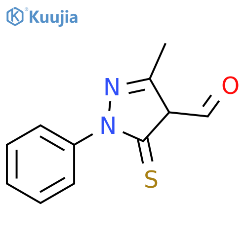 1H-Pyrazole-4-carboxaldehyde,4,5-dihydro-3-methyl-1-phenyl-5-thioxo- structure