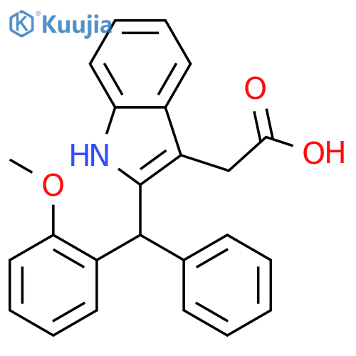 {2-[(2-methoxyphenyl)(phenyl)methyl]-1H-indol-3-yl}acetic acid structure
