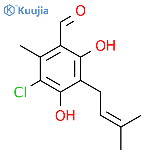 3-Chloro-4, 6-dihydroxy-2-methyl-5-prenylbenzaldehyde structure