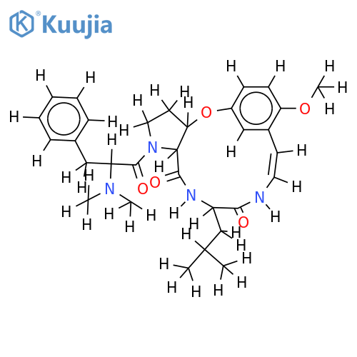 (32S,6S)-31-(N,N-dimethyl-L-phenylalanyl)-6-isobutyl-14-methoxy-(32rH,33tH)-2-oxa-5,8-diaza-1(1,4)-benzena-3(3,2)-pyrrolidina-cyclodecaphan-9c-ene-4,7-dione structure