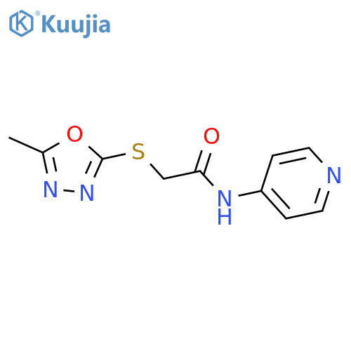 2-[(5-methyl-1,3,4-oxadiazol-2-yl)sulfanyl]-N-pyridin-4-ylacetamide structure