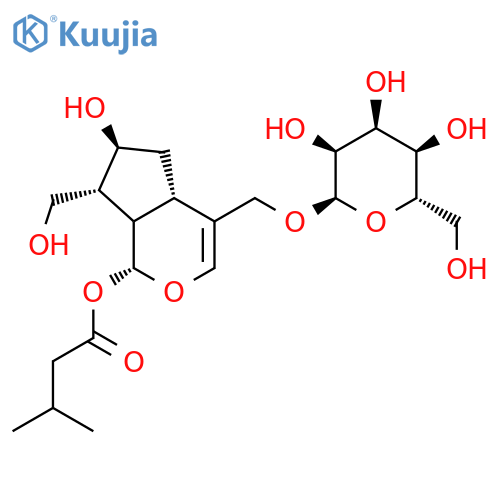 b-D-Glucopyranoside,[(1S,4aS,6S,7S,7aS)-1,4a,5,6,7,7a-hexahydro-6-hydroxy-7-(hydroxymethyl)-1-(3-methyl-1-oxobutoxy)cyclopenta[c]pyran-4-yl]methyl structure