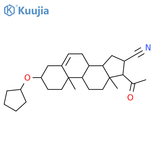 (3beta,16alpha)-3-(cyclopentyloxy)-20-oxopregn-5-ene-16-carbonitrile structure