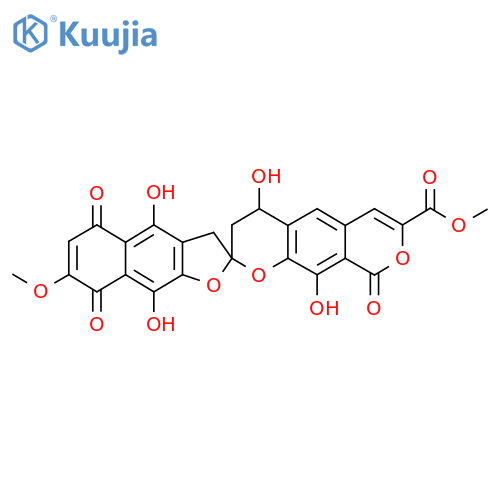 Spiro[benzo[1,2-b:5,4-c']dipyran-2(3H),2'(3'H)-naphtho[2,3-b]furan]-7-carboxylicacid, 4,5',8',9-tetrahydro-4,4',9',10-tetrahydroxy-7'-methoxy-5',8',9-trioxo-,methyl ester, (2R,4S)-rel- structure