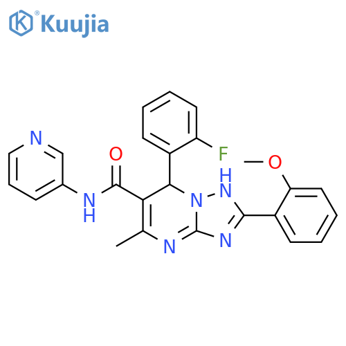 7-(2-fluorophenyl)-2-(2-methoxyphenyl)-5-methyl-N-(pyridin-3-yl)-4H,7H-1,2,4triazolo1,5-apyrimidine-6-carboxamide structure