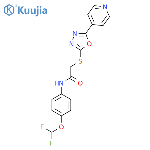 N-4-(difluoromethoxy)phenyl-2-{5-(pyridin-4-yl)-1,3,4-oxadiazol-2-ylsulfanyl}acetamide structure