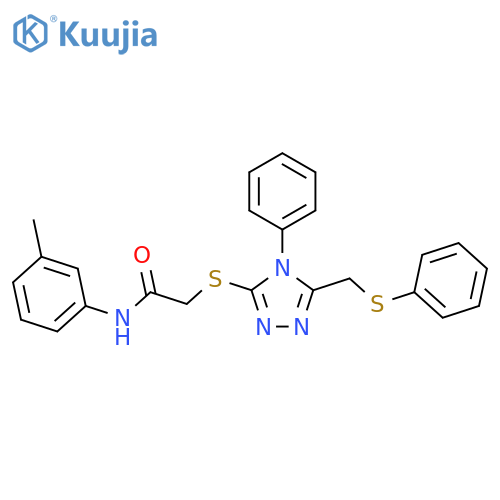 <br>2-((4-Phenyl-5-((phenylthio)methyl)-4H-1,2,4-triazol-3-yl)thio)-N-(m-tolyl) acetamide structure