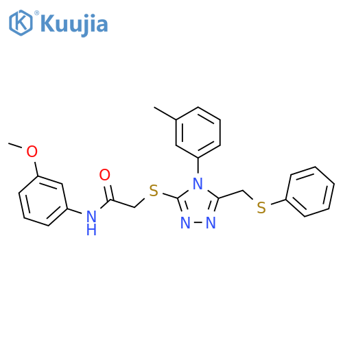 <br>N-(3-Methoxyphenyl)-2-((5-((phenylthio)methyl)-4-(m-tolyl)-4H-1,2,4-triazol -3-yl)thio)acetamide structure