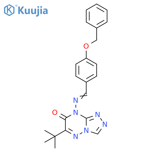 8-(E)-{4-(benzyloxy)phenylmethylidene}amino-6-tert-butyl-7H,8H-1,2,4triazolo4,3-b1,2,4triazin-7-one structure