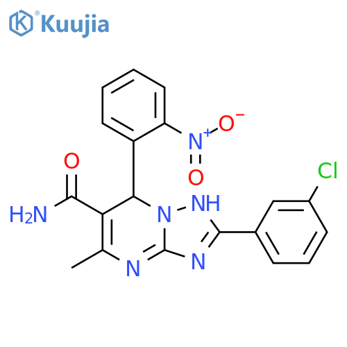 2-(3-chlorophenyl)-5-methyl-7-(2-nitrophenyl)-4H,7H-1,2,4triazolo1,5-apyrimidine-6-carboxamide structure