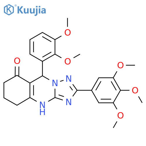 9-(2,3-dimethoxyphenyl)-2-(3,4,5-trimethoxyphenyl)-4H,5H,6H,7H,8H,9H-1,2,4triazolo3,2-bquinazolin-8-one structure