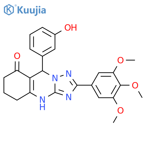 9-(3-hydroxyphenyl)-2-(3,4,5-trimethoxyphenyl)-4H,5H,6H,7H,8H,9H-[1,2,4]triazolo[3,2-b]quinazolin-8-one structure