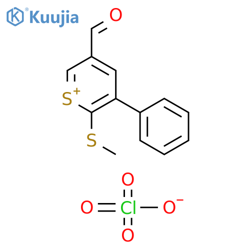 Thiopyrylium, 5-formyl-2-(methylthio)-3-phenyl-, perchlorate structure