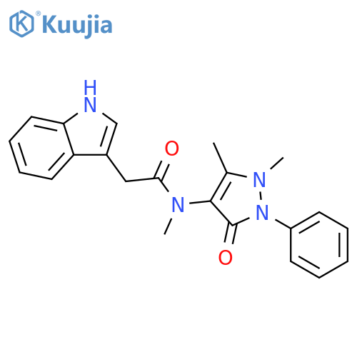 1H-Indole-3-acetamide,N-(2,3-dihydro-1,5-dimethyl-3-oxo-2-phenyl-1H-pyrazol-4-yl)-N-methyl- structure