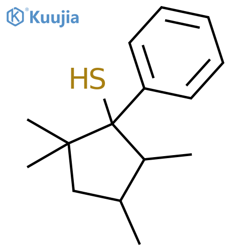 Cyclopentanethiol, 2,2,4,5-tetramethyl-1-phenyl- structure