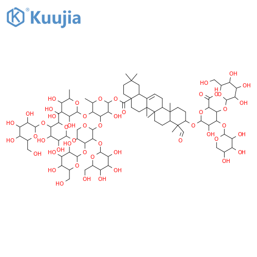 β-D-Glucopyranosiduronic acid, (3β,4α)-28-[(O-6-deoxy-L-mannopyranosyl-(1→4)-O-[O-D-galactopyranosyl-(1→2)-O-[D-galactopyranosyl-(1→3)]-O-[O-D-galactopyranosyl-(1→4)-D-glucopyranosyl-(1→4)]-D-xylopyranosyl-(1→3)]-6-deoxy-L-galactopyranosyl)oxy]-23,28-dioxoolean-12-en-3-yl O-L-arabinopyranosyl-(1→3)-... structure