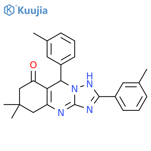 6,6-dimethyl-2,9-bis(3-methylphenyl)-4H,5H,6H,7H,8H,9H-1,2,4triazolo3,2-bquinazolin-8-one structure