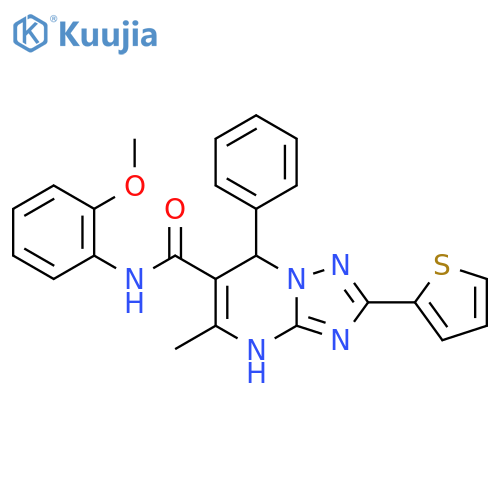N-(2-methoxyphenyl)-5-methyl-7-phenyl-2-(thiophen-2-yl)-4H,7H-1,2,4triazolo1,5-apyrimidine-6-carboxamide structure