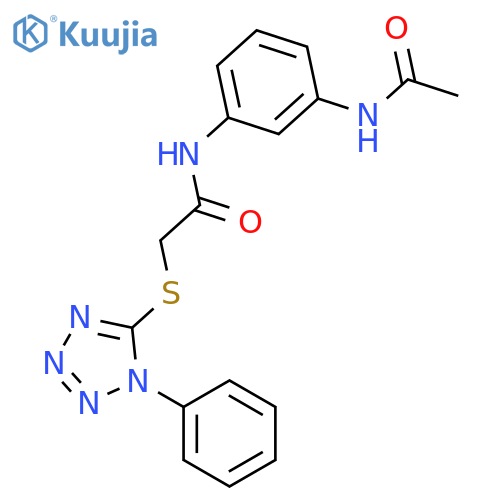 N-[3-(acetylamino)phenyl]-2-[(1-phenyl-1H-tetrazol-5-yl)sulfanyl]acetamide structure